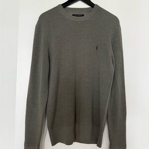 All Saints Men's Olive Crewneck Sweater